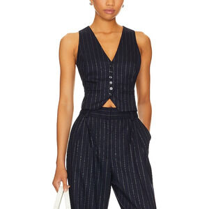 Favorite Daughter Navy Pinstripe Sleeveless Vest